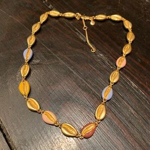 Bloomingdales seashell colored and gold necklace